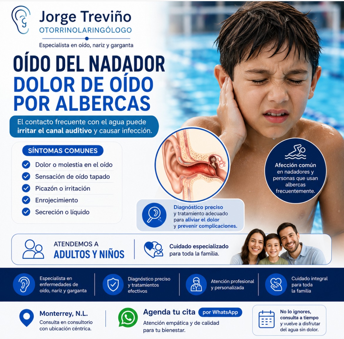 Oído de nadador - Otorrinolaringólogo en Monterrey